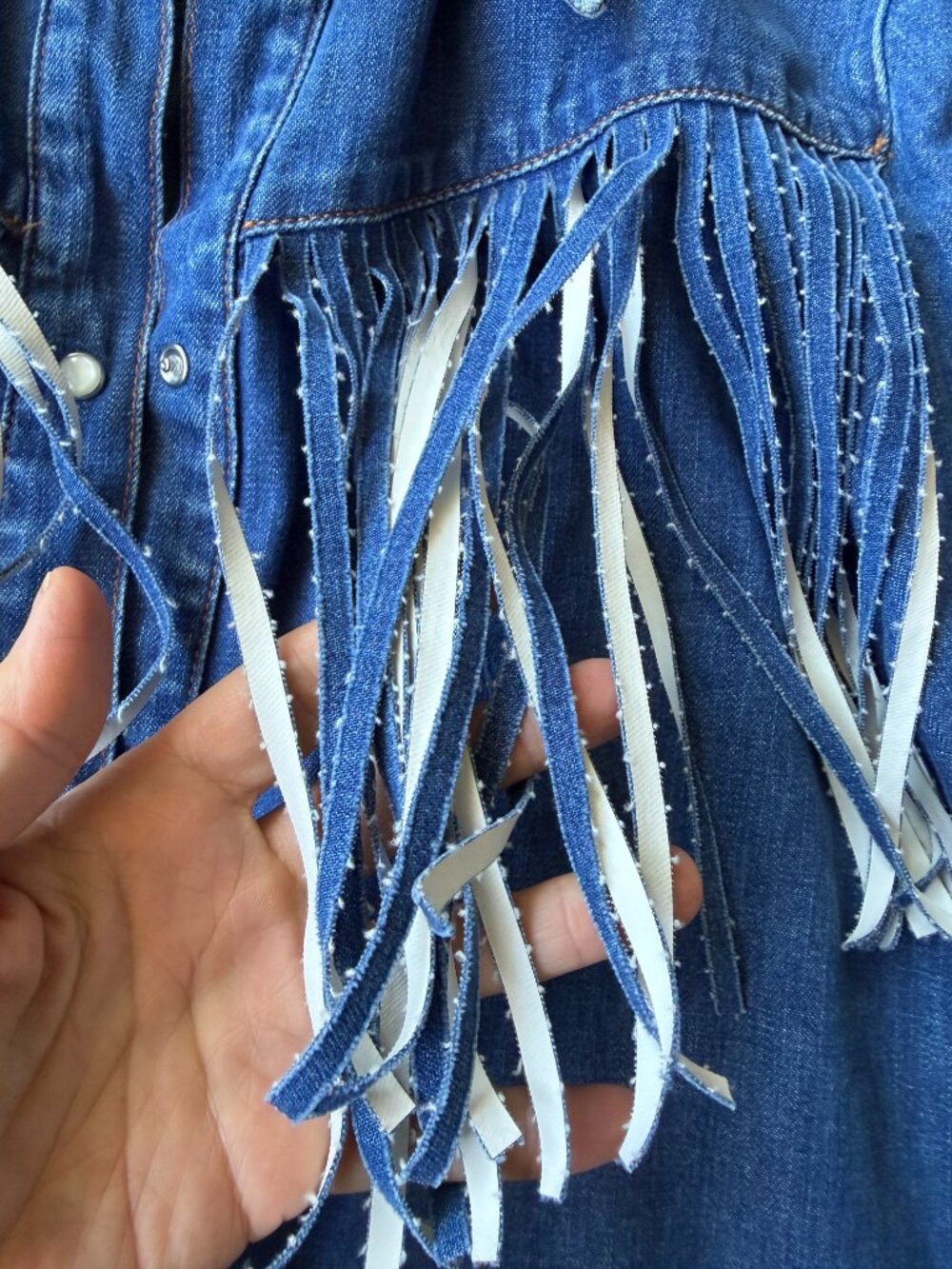 MSGM fringed Western denim shirt, Size 38IT or US4 - Picture 5 of 13